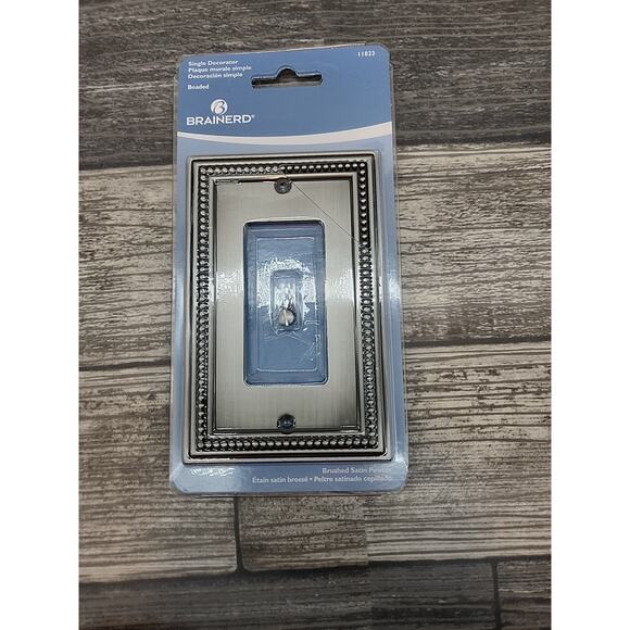 Single Decorator Face Plate Brushed Satin Pewter Brainerd 11823 2Pack [79] - Picture 2 of 9